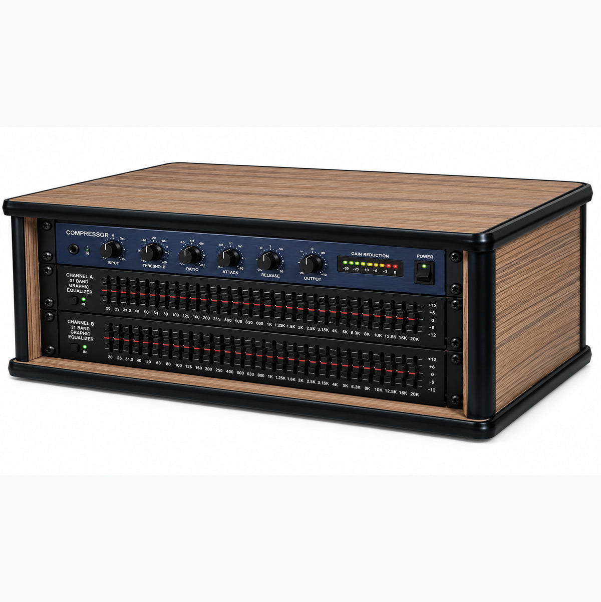 3U 19" Pro Audio Rack Made from Driftwood Laminate Wood