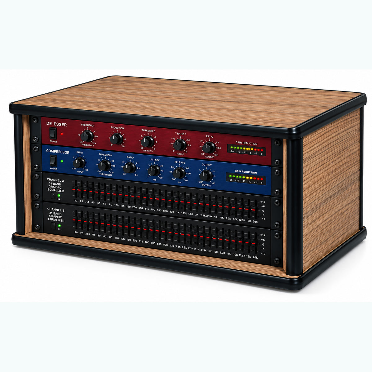4U 19" Pro Audio Rack Made from Driftwood Laminate Wood