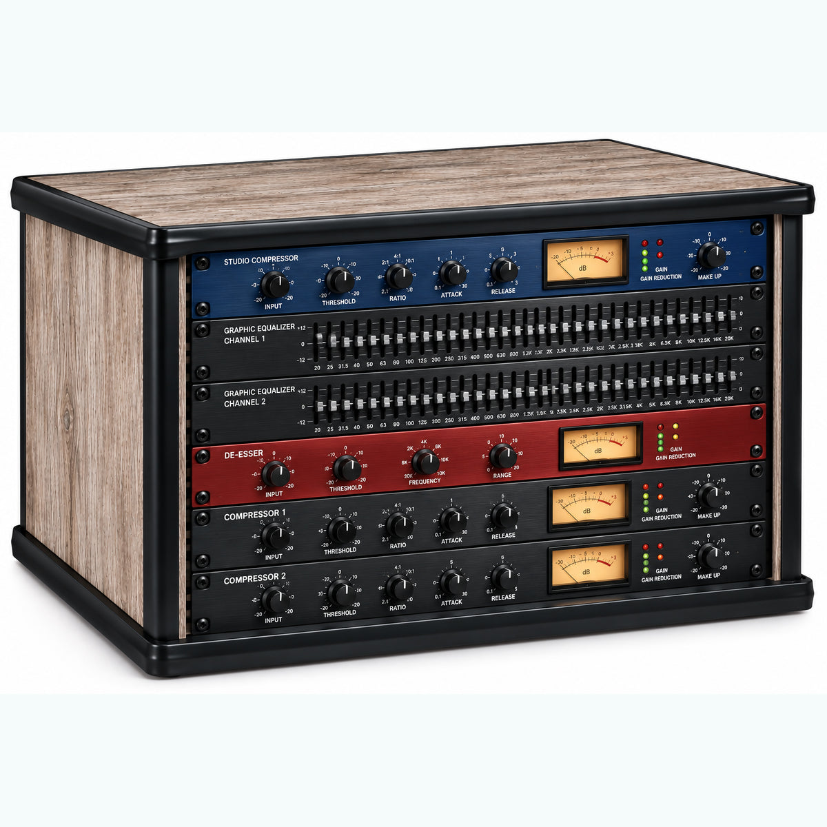 6U 19" Pro Audio Rack Made from Santa De Oak Laminate Wood