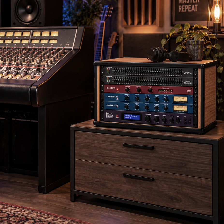 6U 19" Pro Audio Rack Made from Driftwood Laminate Wood