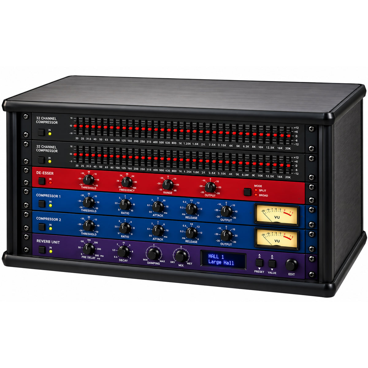 6U 19" Pro Audio Rack Made from Black Hacienda Laminate Wood