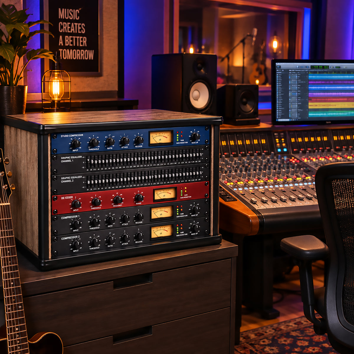 6U 19" Pro Audio Rack Made from Santa De Oak Laminate Wood